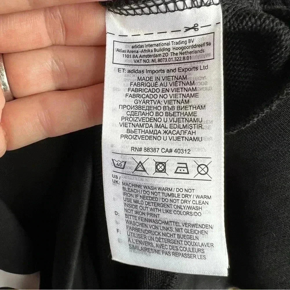 ADIDAS Essential Crewneck Sweatshirt - Black with white logo - Size Med (12/14) - Picture 11 of 13